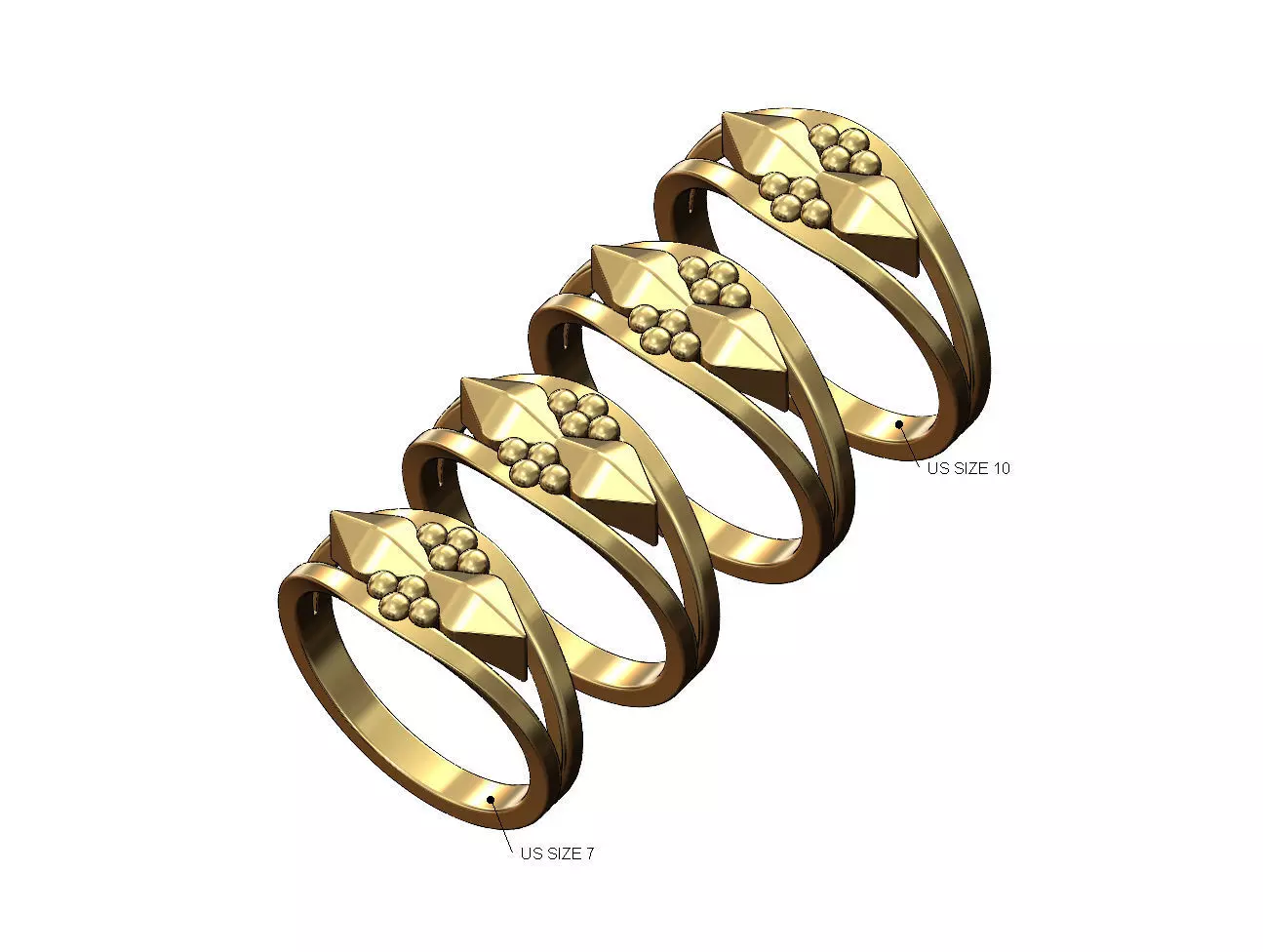 Stud and beads ornament fashion band US sizes 7to10 3D print model