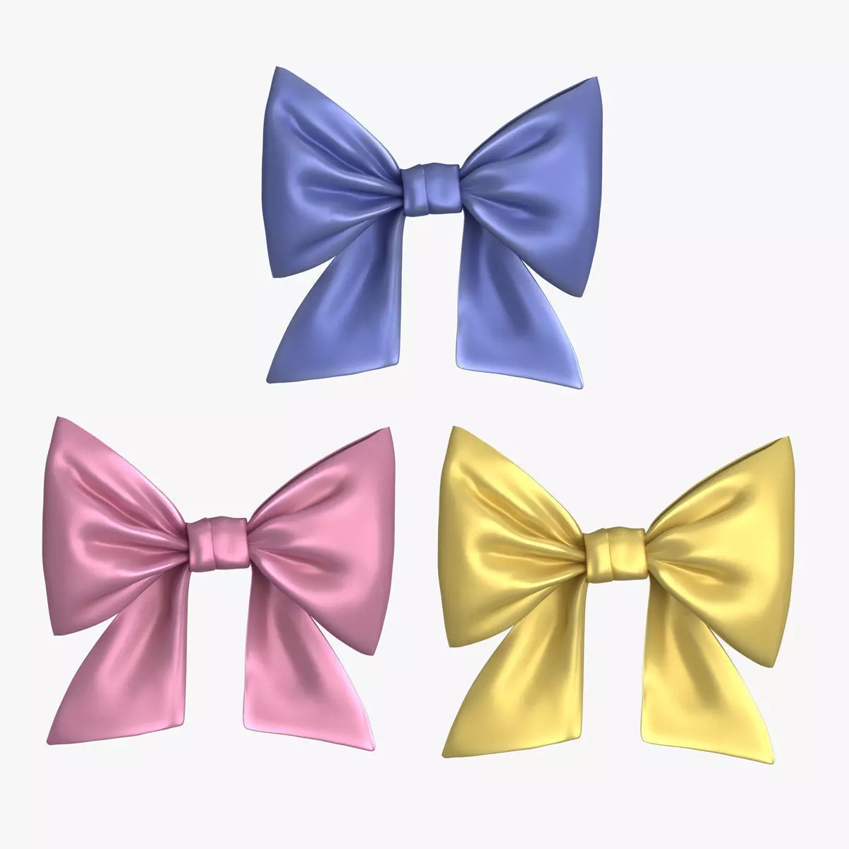 Gift Bow 3 colors v2 Low-poly 3D model_0