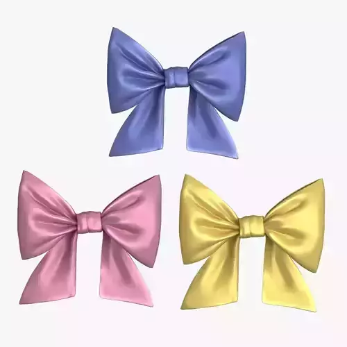 Gift Bow 3 colors v2 Low-poly 3D model