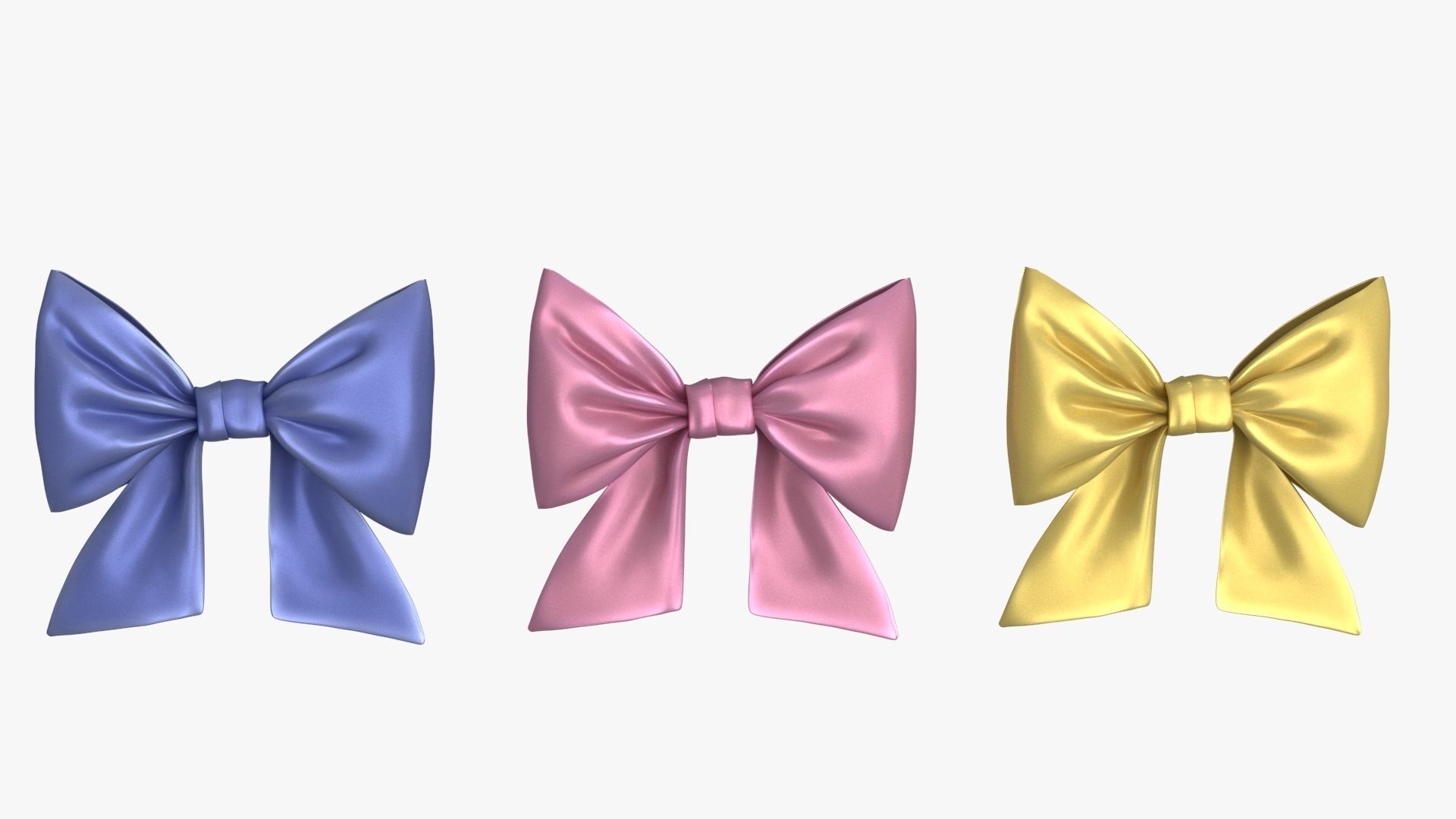 Gift Bow 3 colors v2 Low-poly 3D model_6