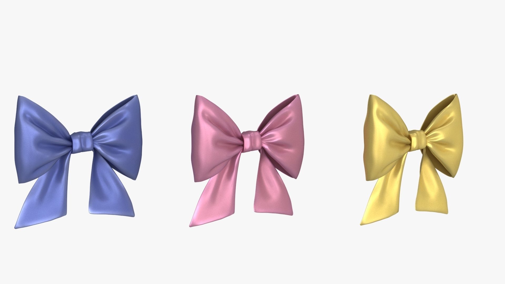 Gift Bow 3 colors v2 Low-poly 3D model_7