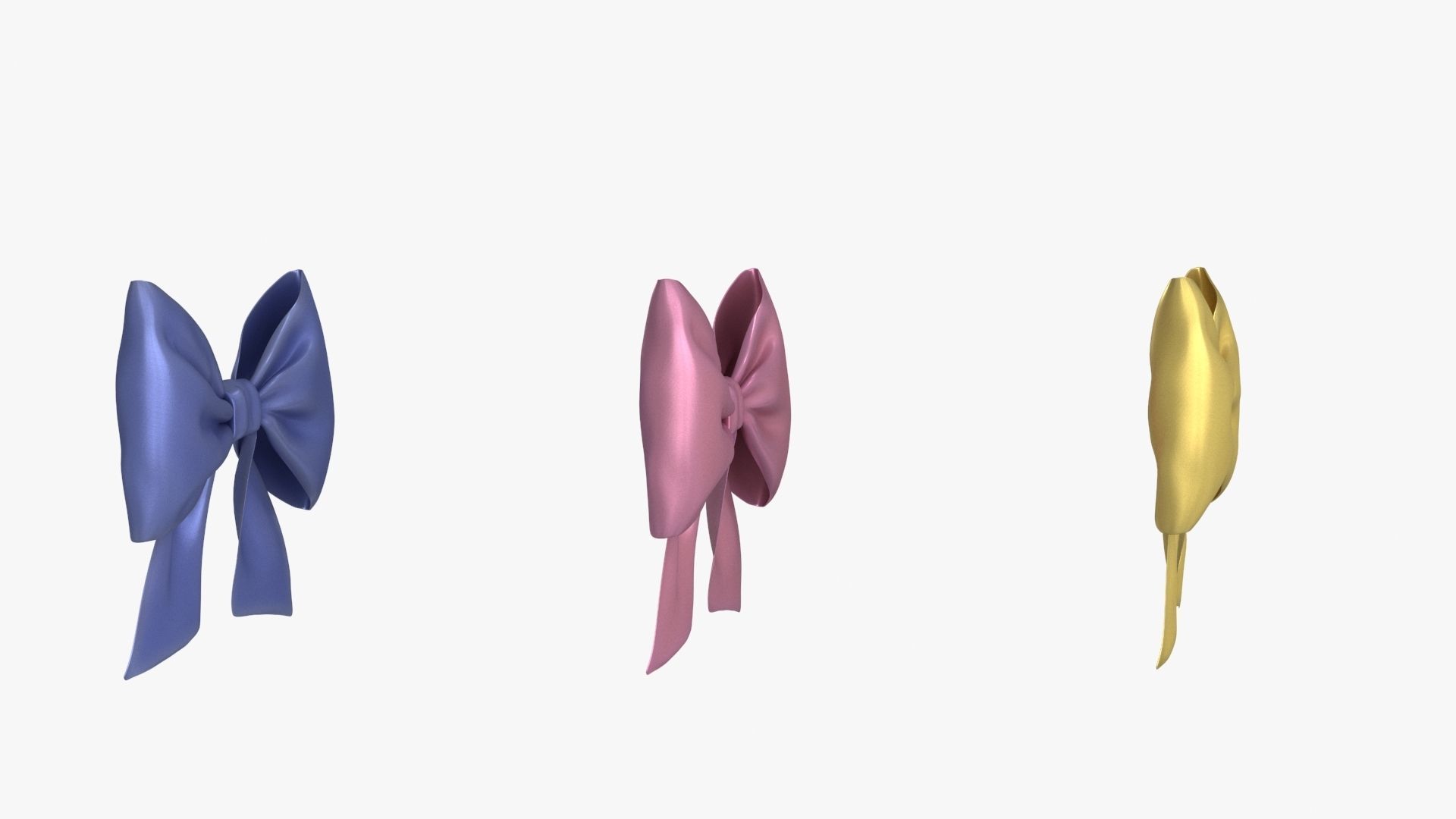 Gift Bow 3 colors v2 Low-poly 3D model_8