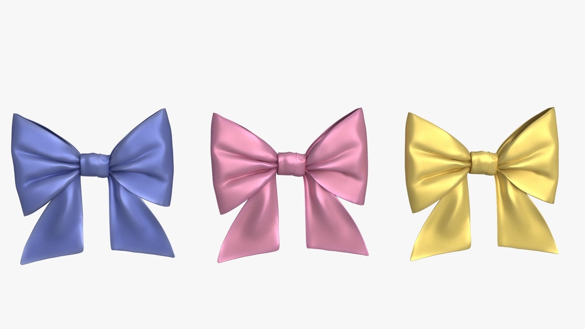 Gift Bow 3 colors v2 Low-poly 3D model_10