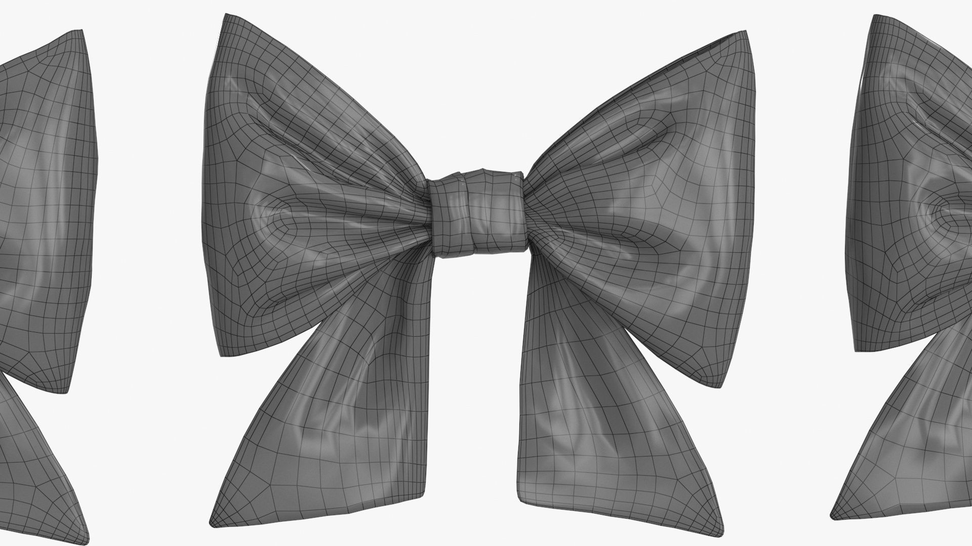 Gift Bow 3 colors v2 Low-poly 3D model_12