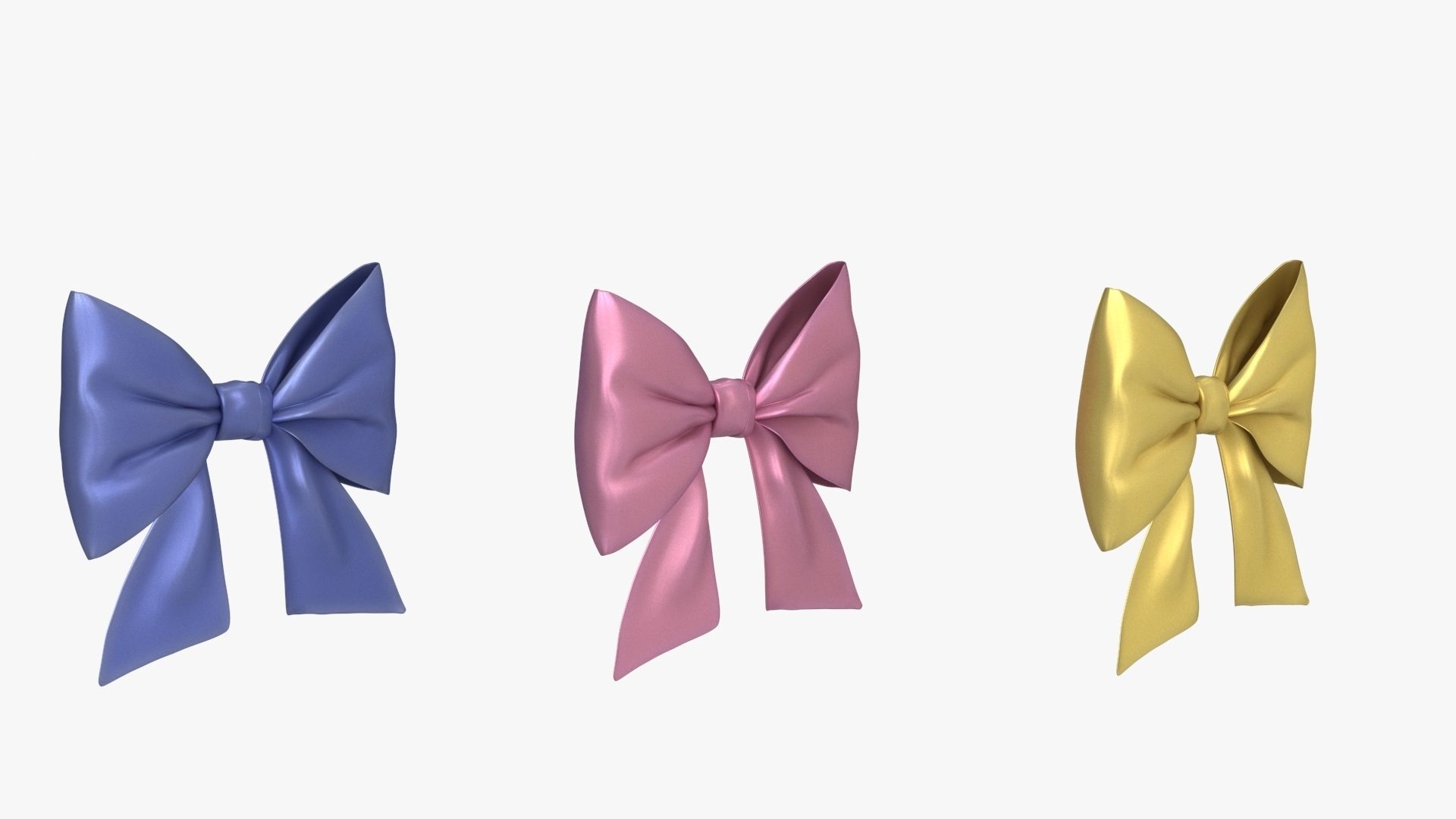 Gift Bow 3 colors v2 Low-poly 3D model_11