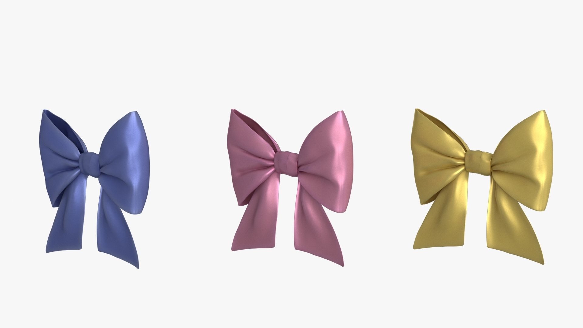 Gift Bow 3 colors v2 Low-poly 3D model_9