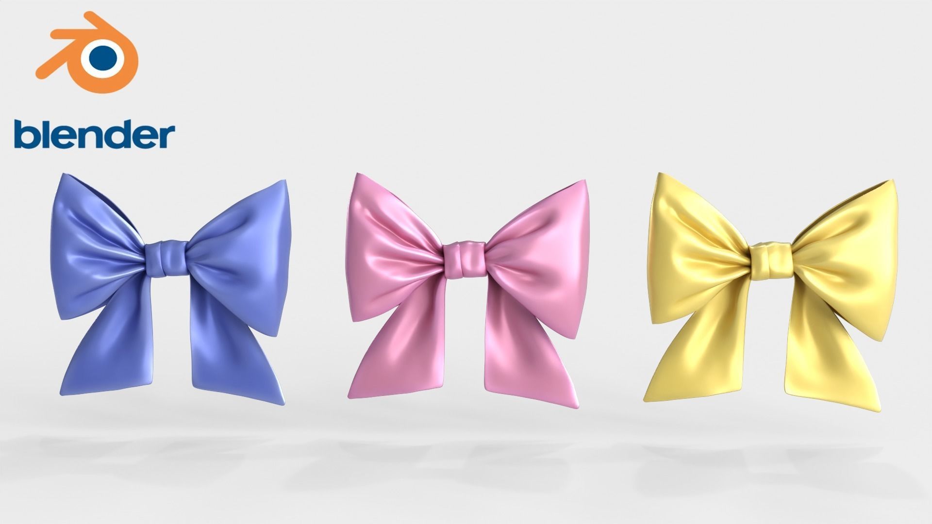 Gift Bow 3 colors v2 Low-poly 3D model_5