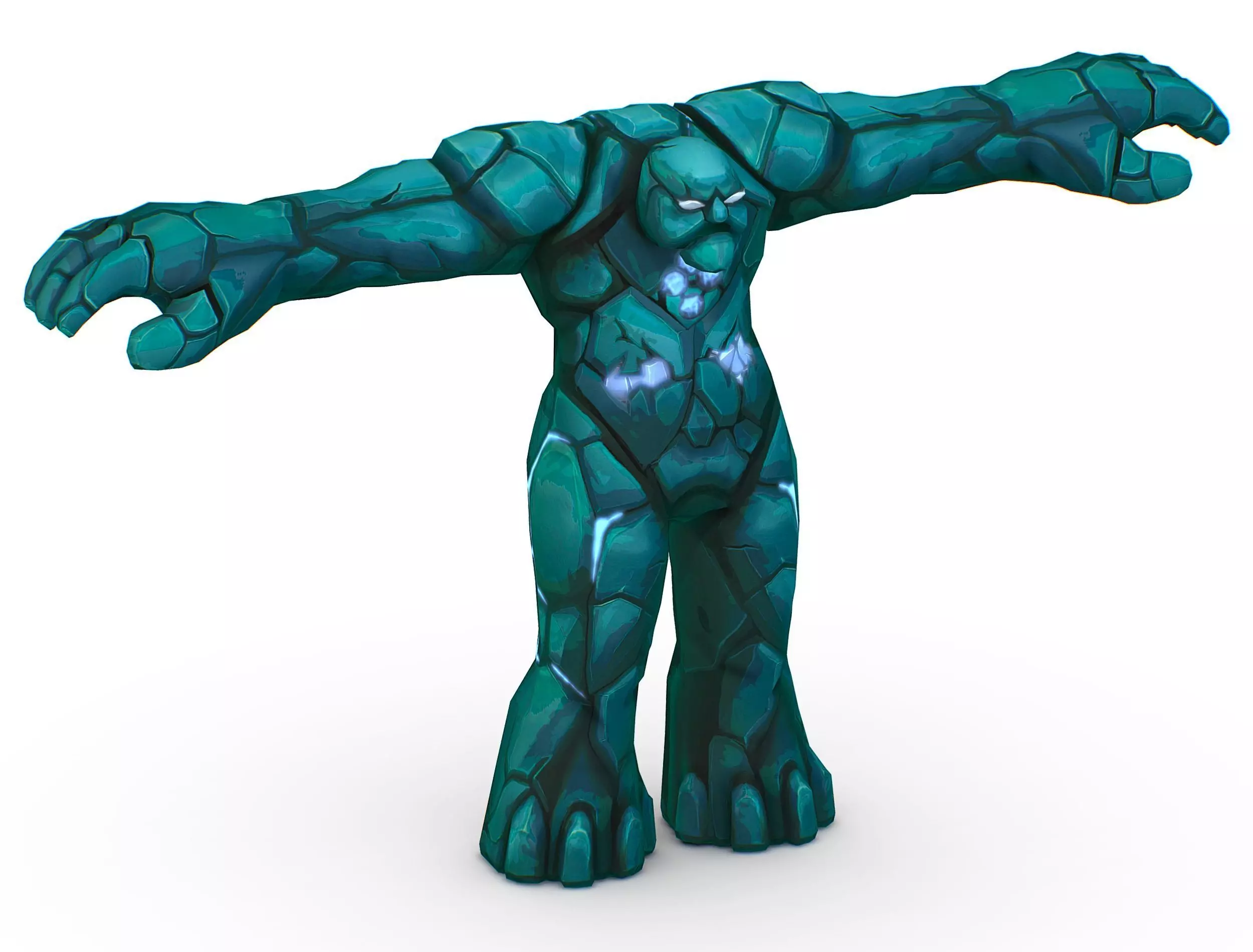 Big Grey Stone Golem Monster Giant Mining Heroes Rock Low-poly 3D model