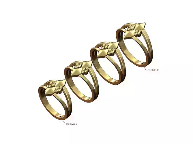 Open stud and beads ornament fashion band US sizes 7to10