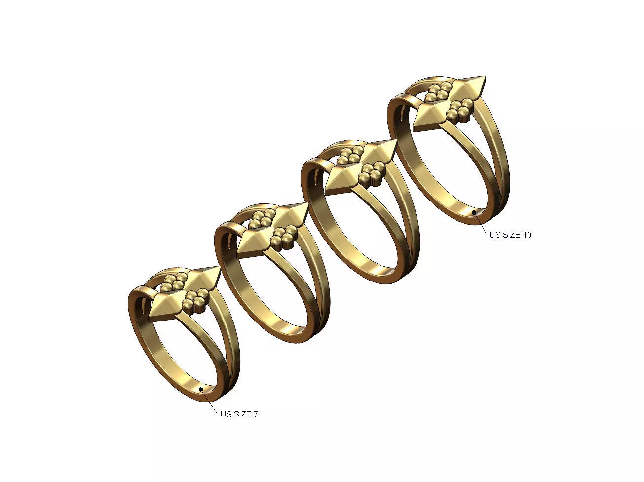 Open stud and beads ornament fashion band US sizes 7to10 3D print model