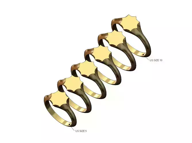  8 point star signet ring US sizes 5to10