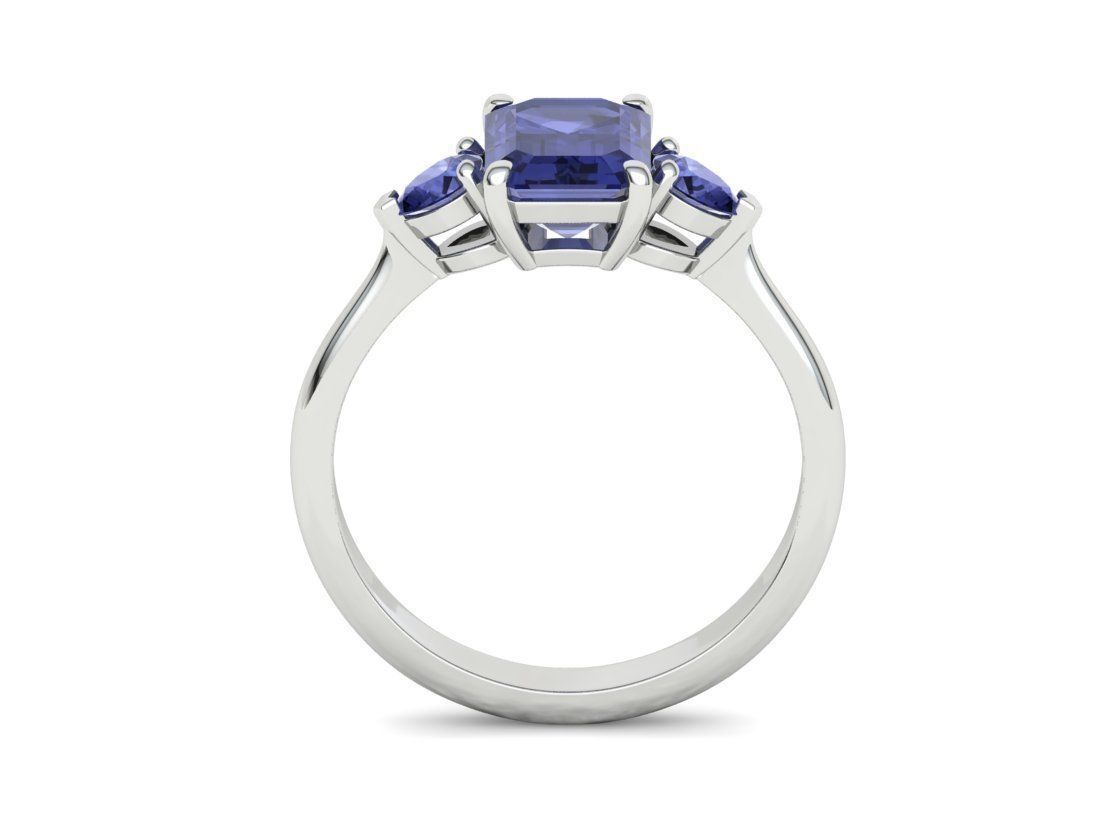 8x6 Emerald Cut 4x3 Pear sides  3 stone Engagement Ring  3D print model_14