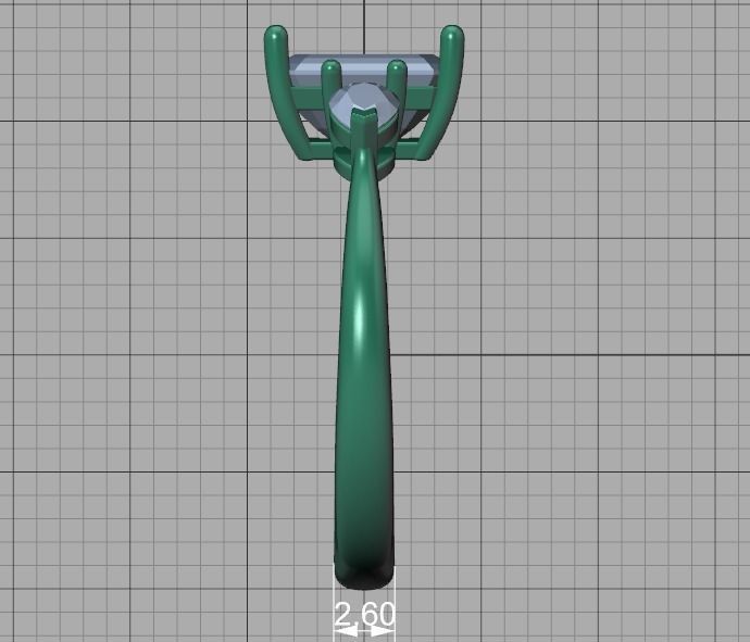 8x6 Emerald Cut 4x3 Pear sides  3 stone Engagement Ring  3D print model_43