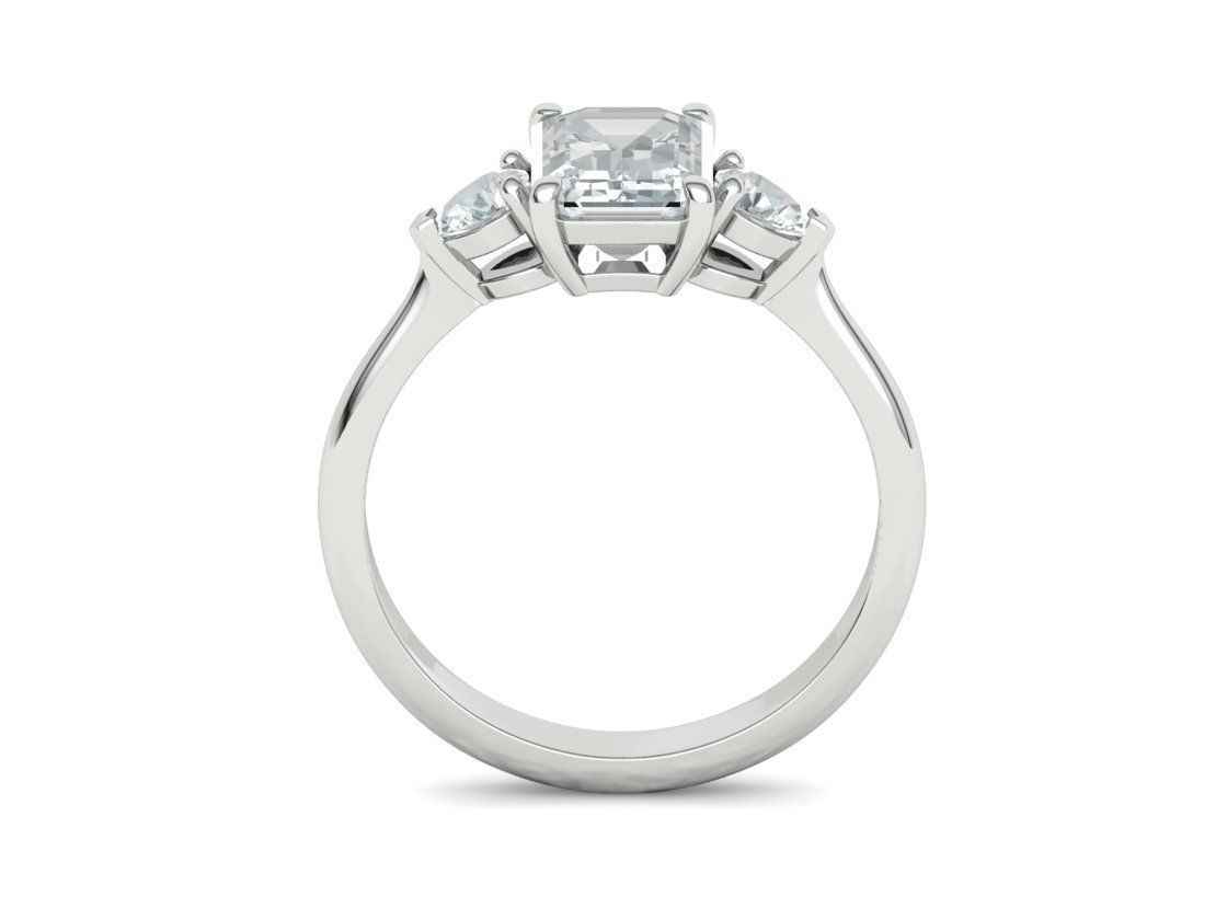 8x6 Emerald Cut 4x3 Pear sides  3 stone Engagement Ring  3D print model_13