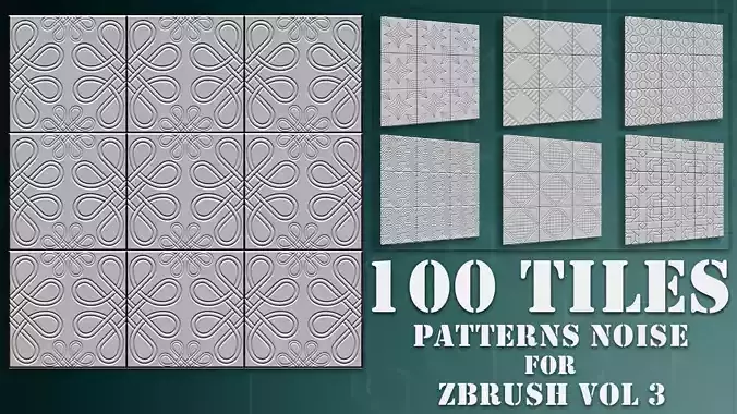 100 Tiles Patterns Noise for Zbrush Vol 3
