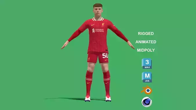 3D Rigged Ben Doak Liverpool 2025