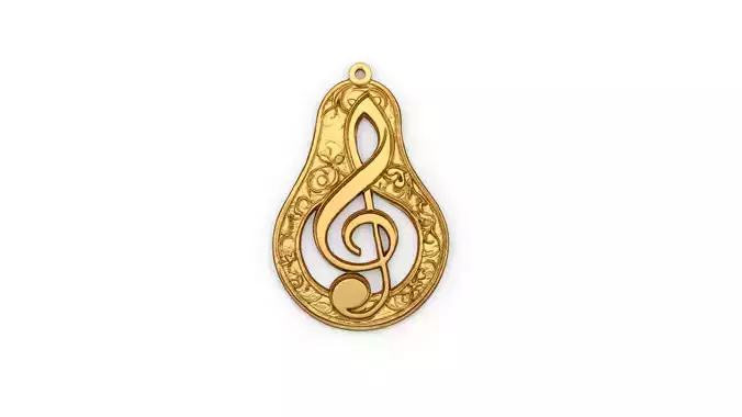 Pendant golden musical note