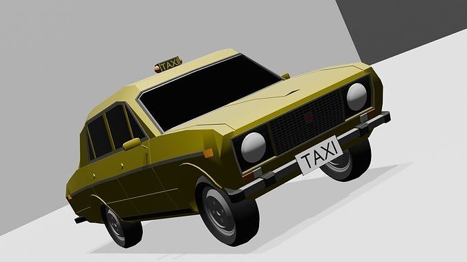 Old car Vaz 2106 in taxi style Free low-poly 3D model