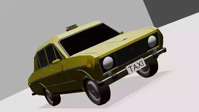 Old car Vaz 2106 in taxi style