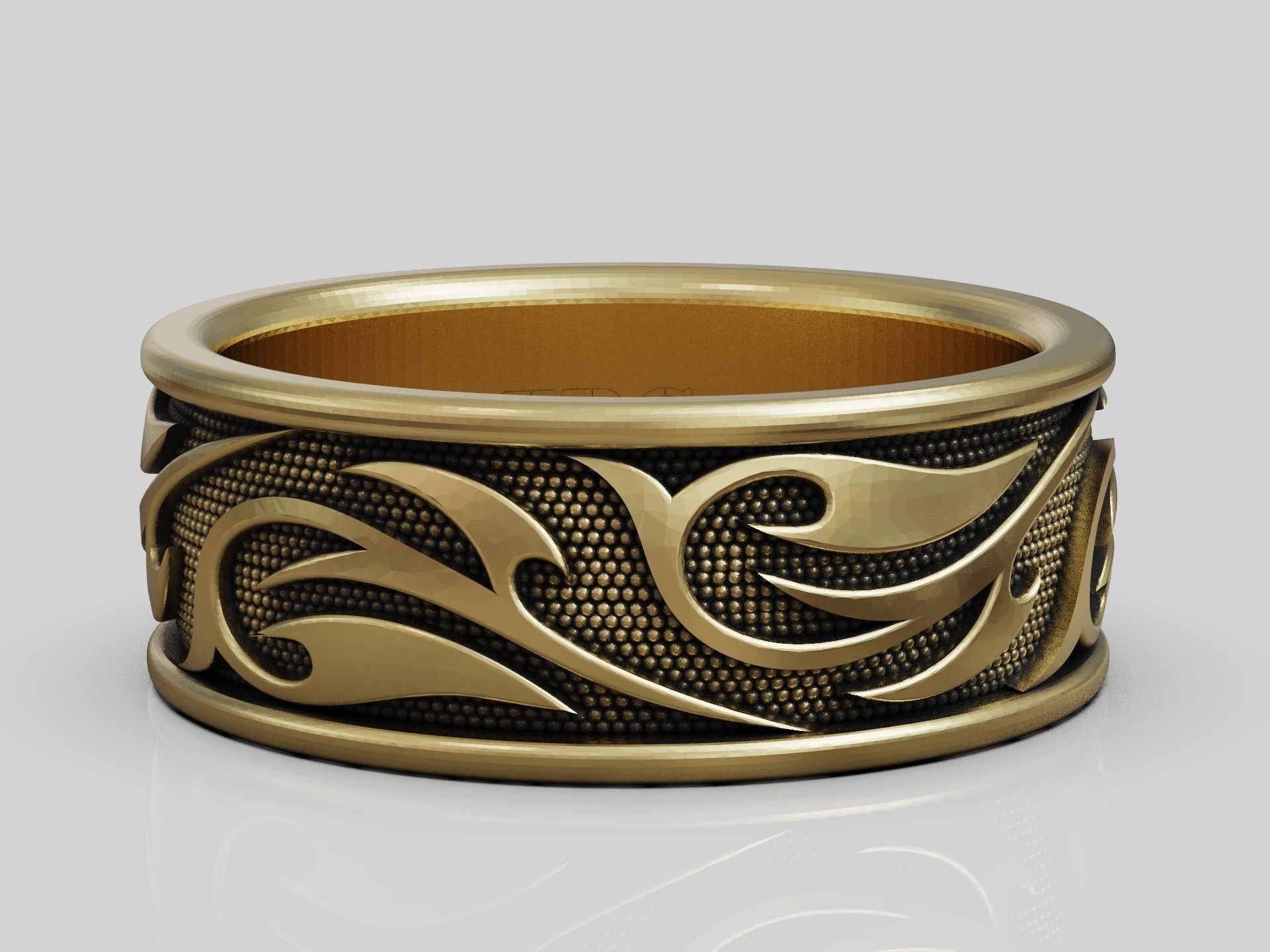 Band ring thorned pattern 3D print model_1