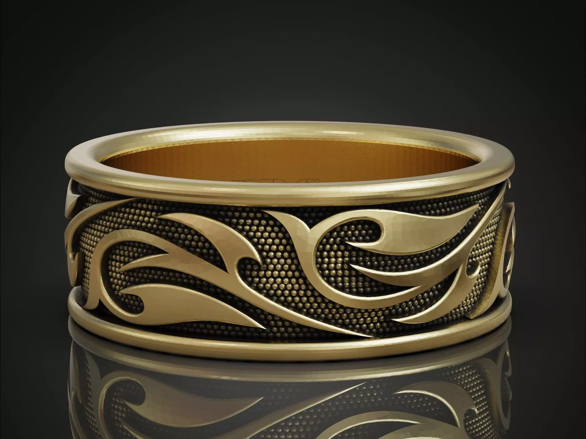 Band ring thorned pattern 3D print model_0