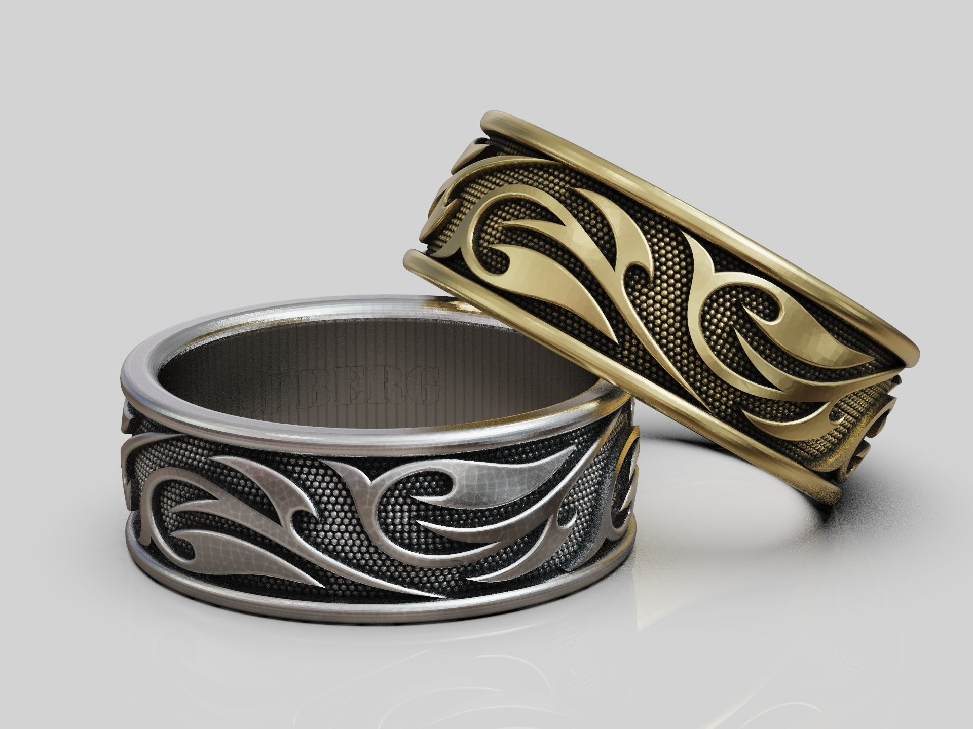 Band ring thorned pattern 3D print model_2