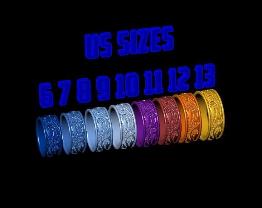 Band ring thorned pattern 3D print model_5