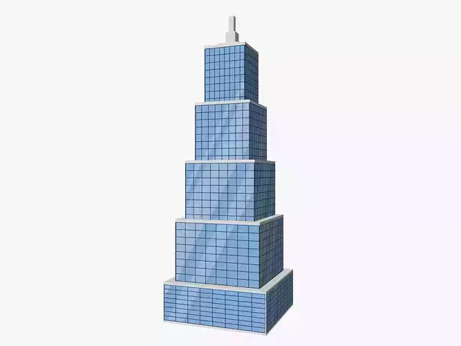Cartoon skyscraper building 5 Low-poly 3D model