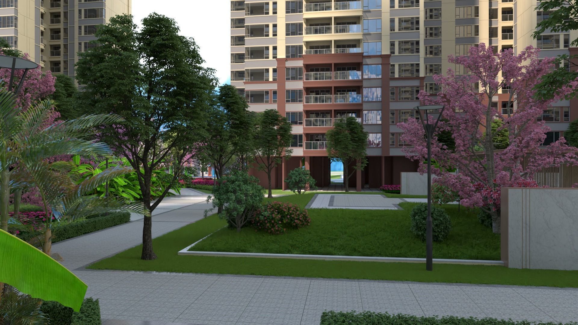 Landscape animation in gardens 3D model_4