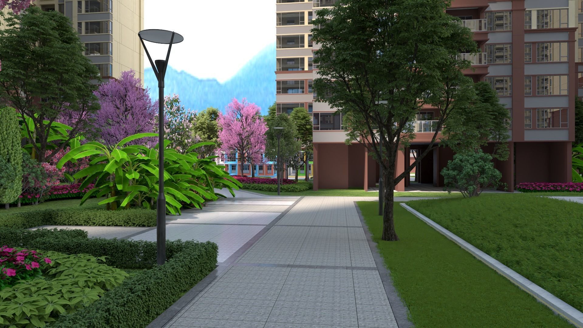 Landscape animation in gardens 3D model_6