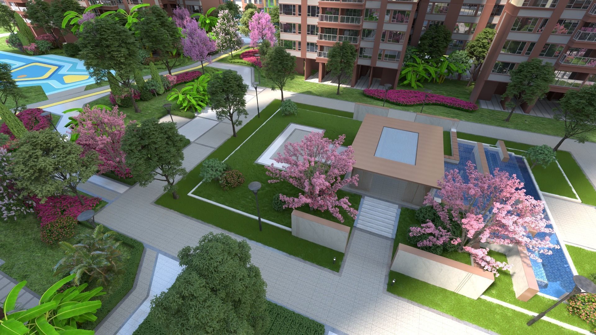 Landscape animation in gardens 3D model_8