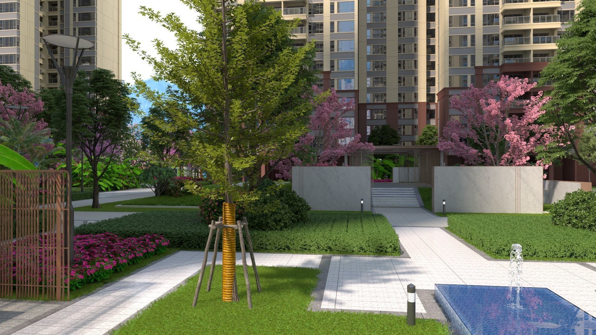 Landscape animation in gardens 3D model_3