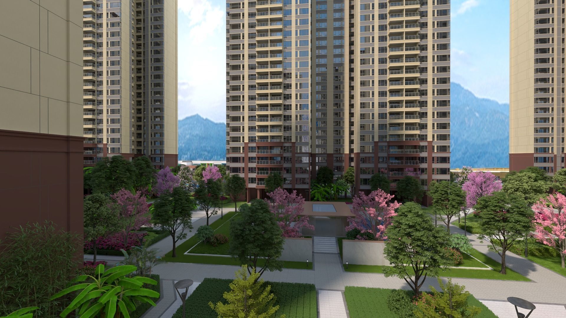 Landscape animation in gardens 3D model_7