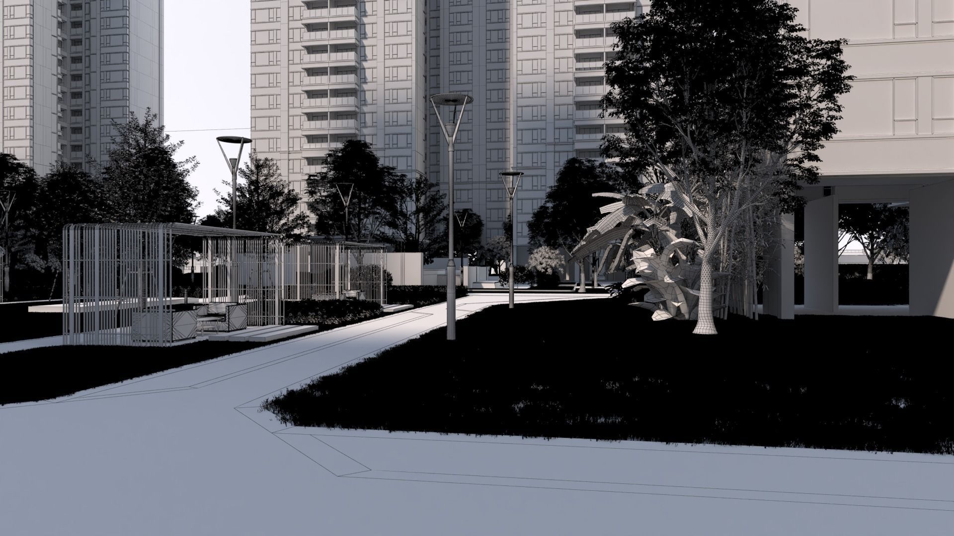 Landscape animation in gardens 3D model_10