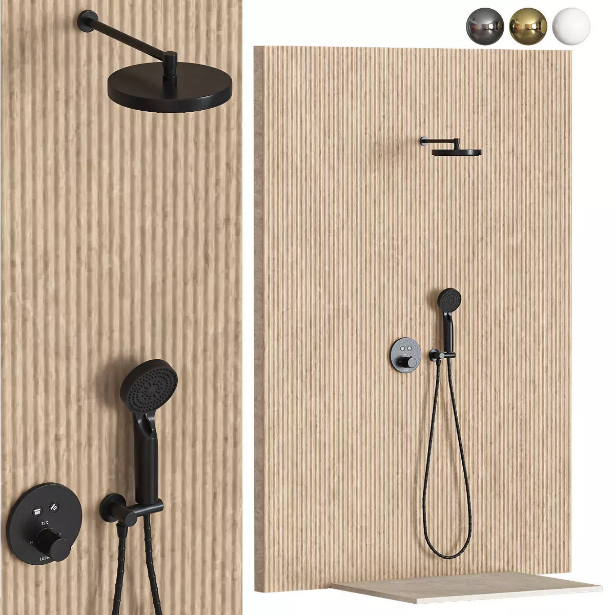 ACQUAVITA CHROME PUSH BUTTON RAINFALL SHOWER 3D model