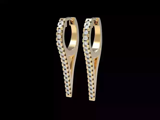 Drop Huggies Earrings With Diamonds