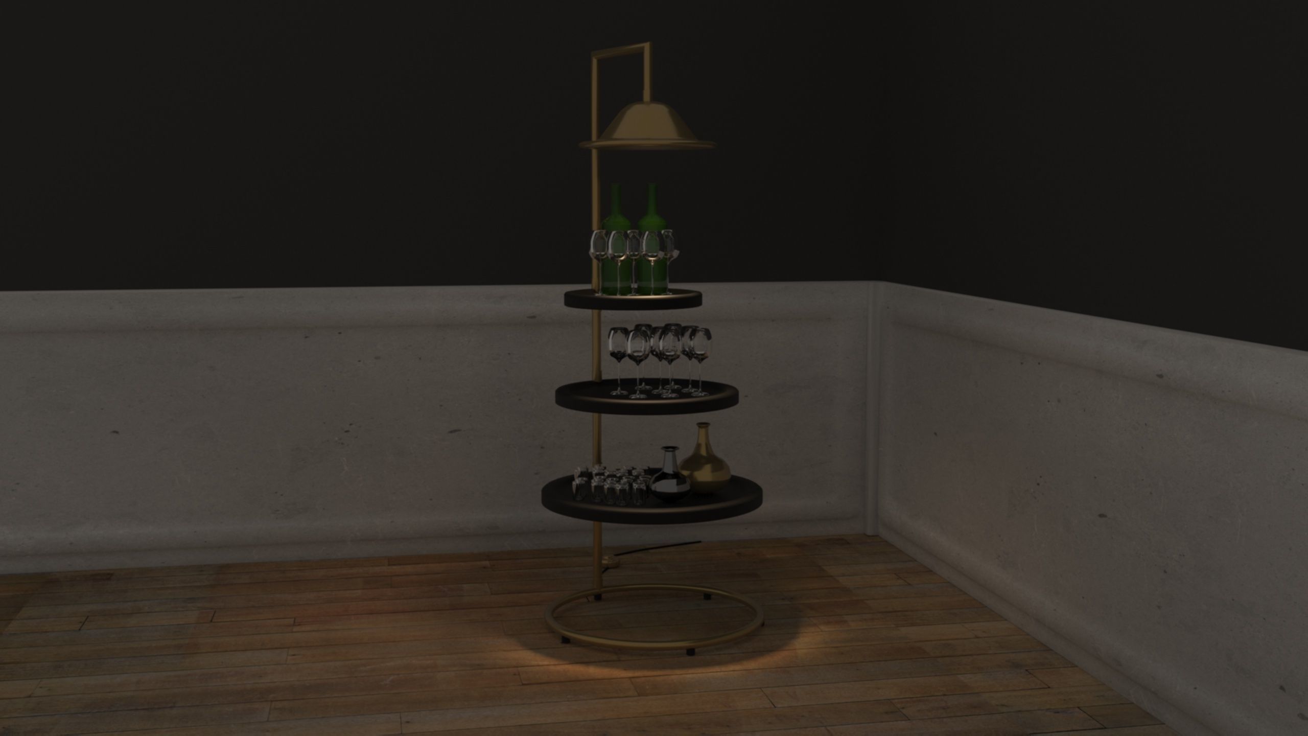 Vintage table 3D model_6