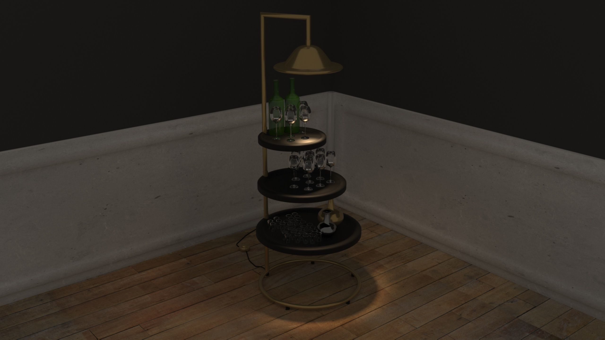 Vintage table 3D model_8
