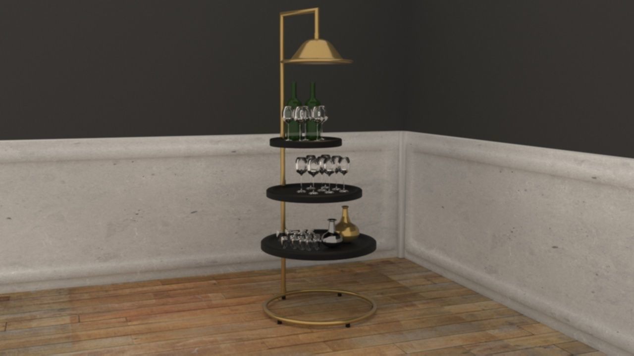 Vintage table 3D model_4