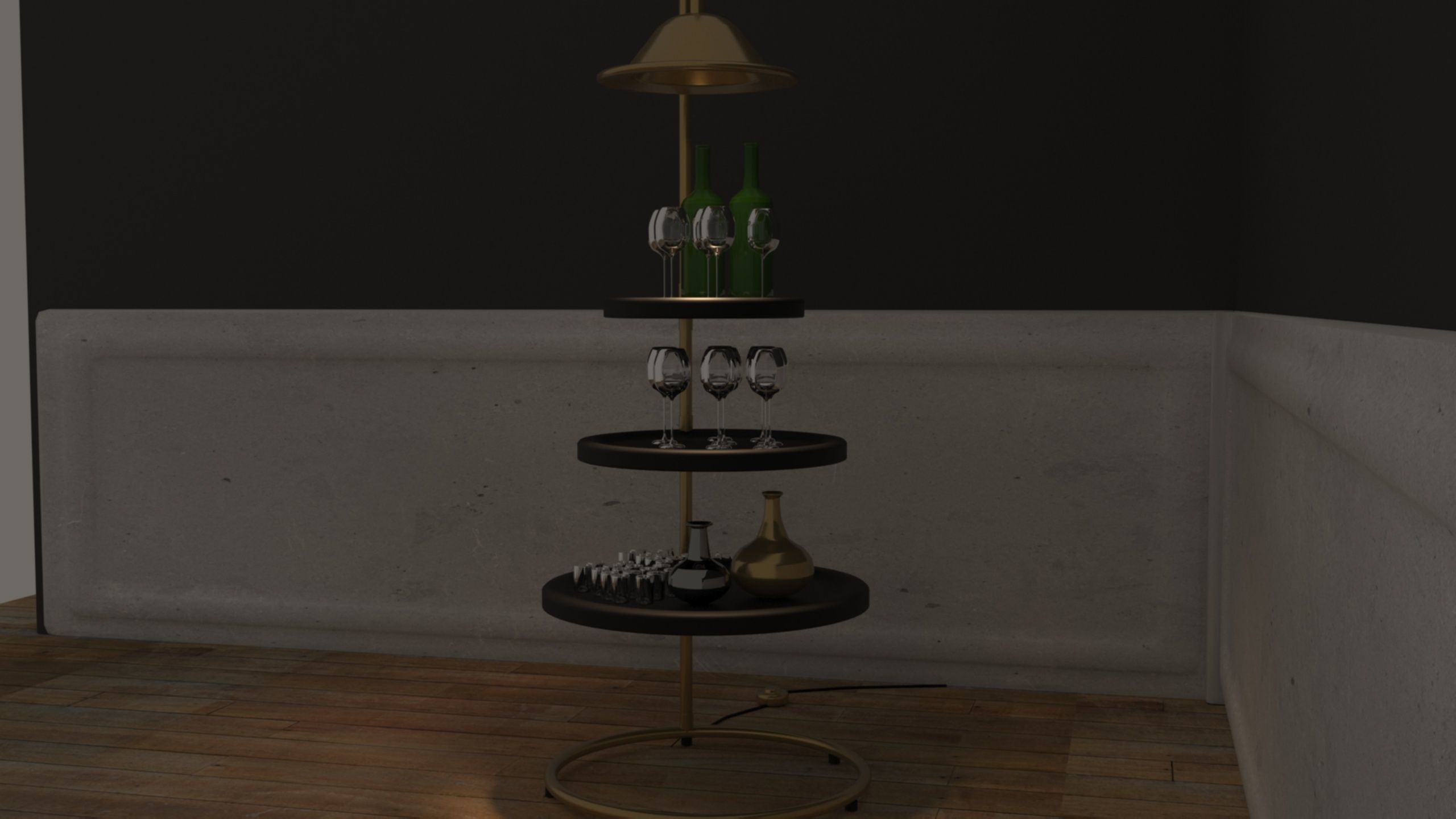 Vintage table 3D model_9