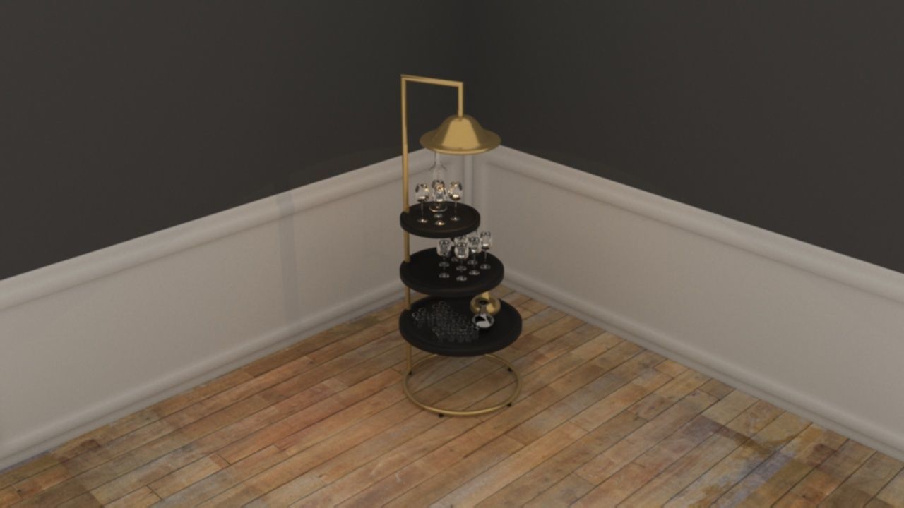 Vintage table 3D model_2