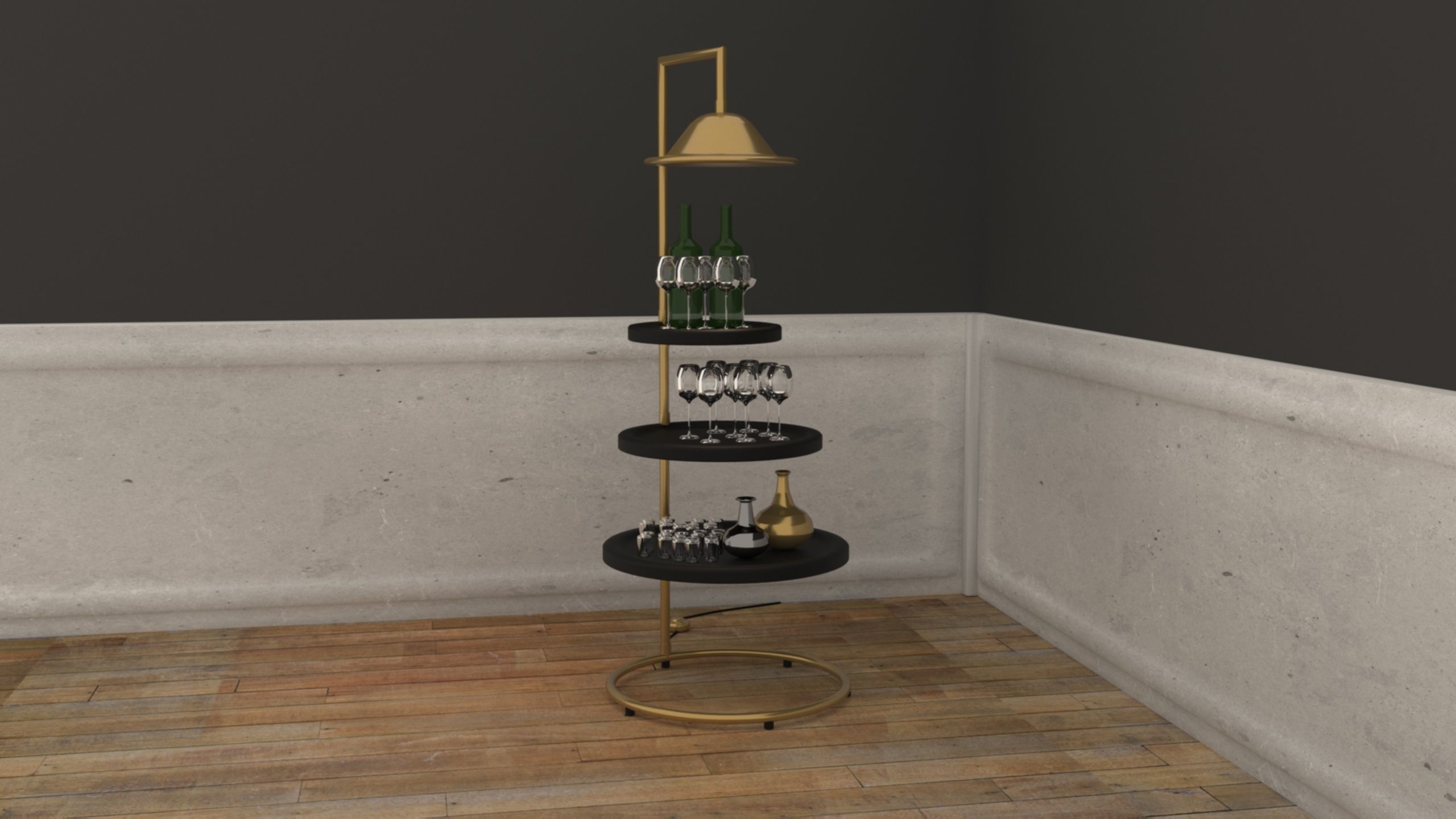 Vintage table 3D model_3