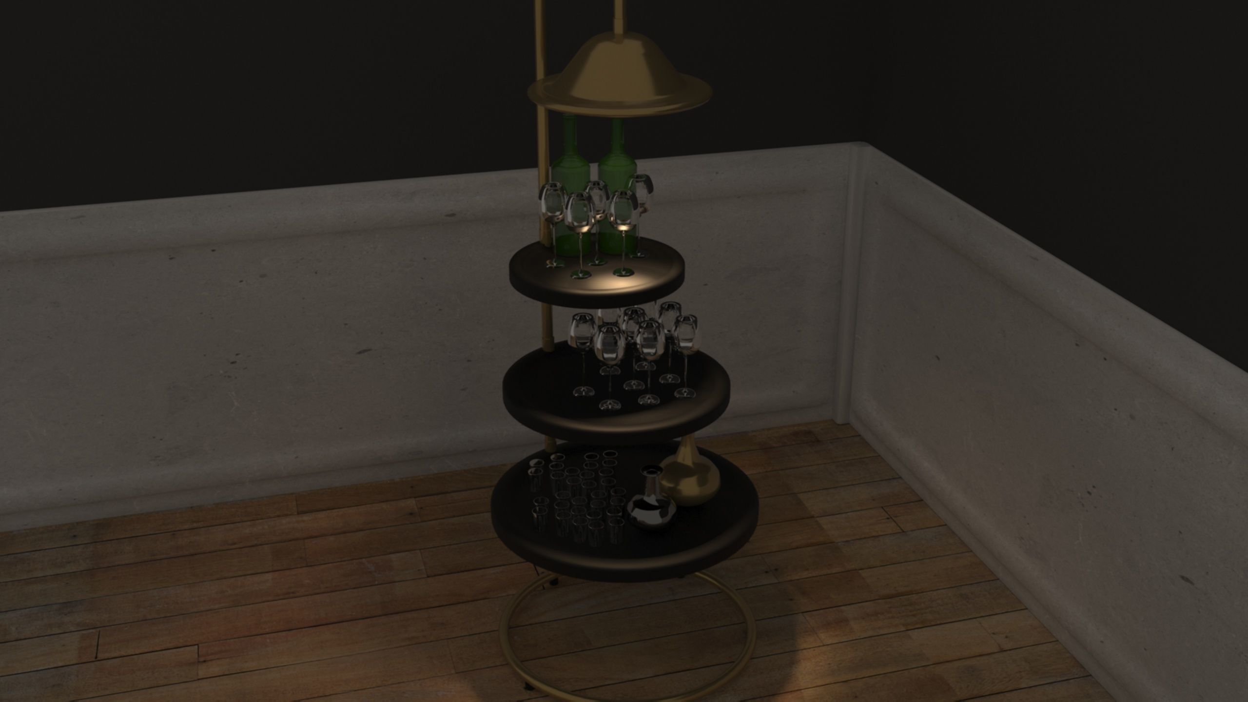 Vintage table 3D model_7