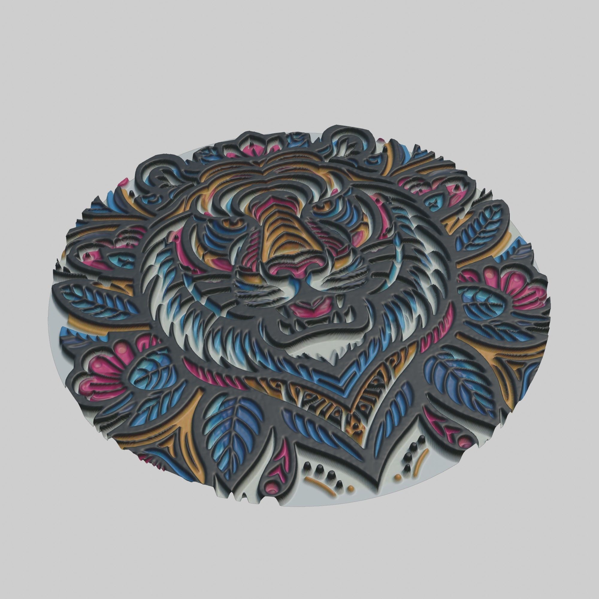 Tiger Animal Print 3d Model Tiger Cnc Router Laser Tiger Printer 3D print model_1