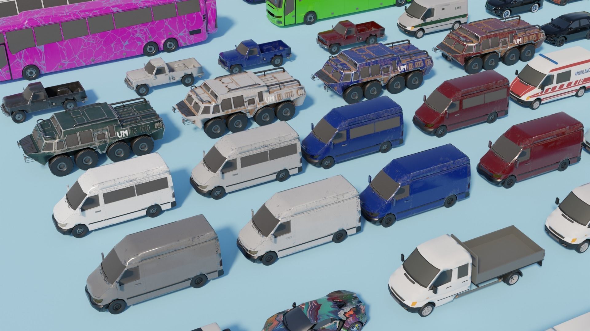Low Poly Cars Pack-  Game Assets Low-poly 3D model_4