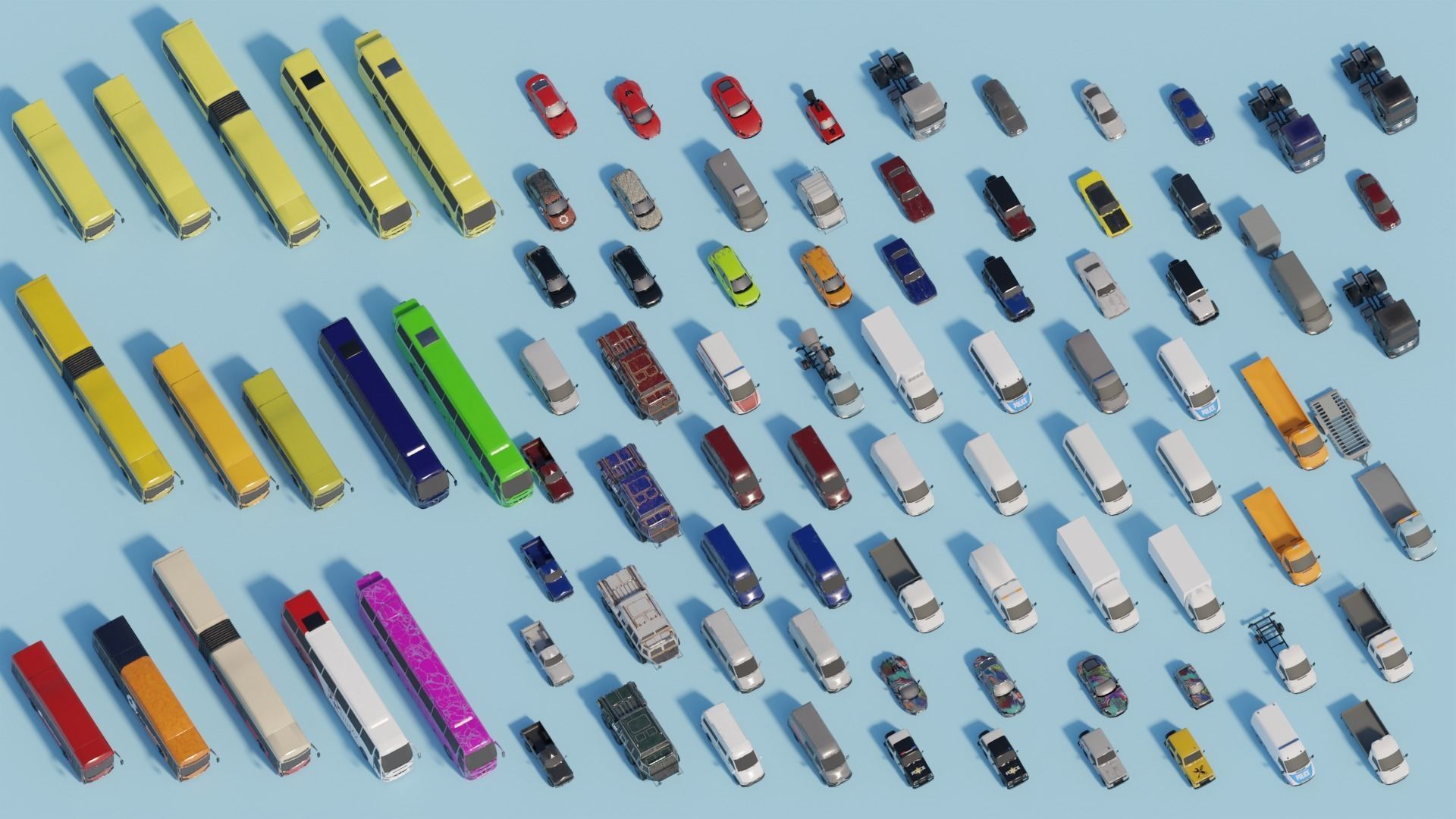 Low Poly Cars Pack-  Game Assets Low-poly 3D model_2