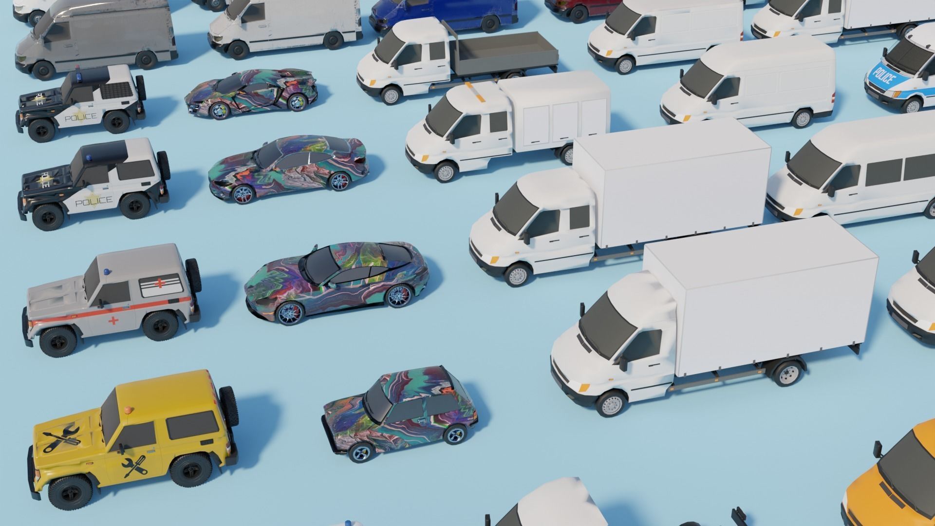 Low Poly Cars Pack-  Game Assets Low-poly 3D model_3