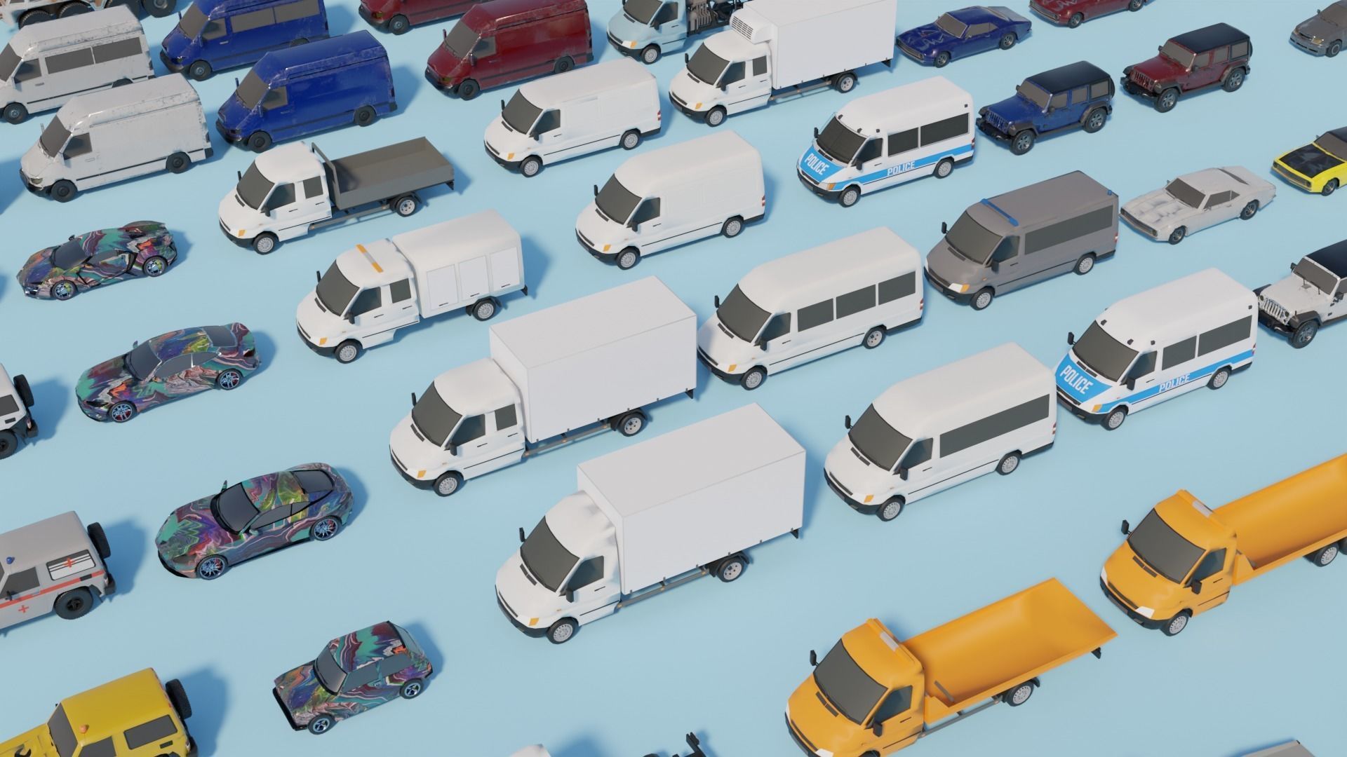 Low Poly Cars Pack-  Game Assets Low-poly 3D model_6