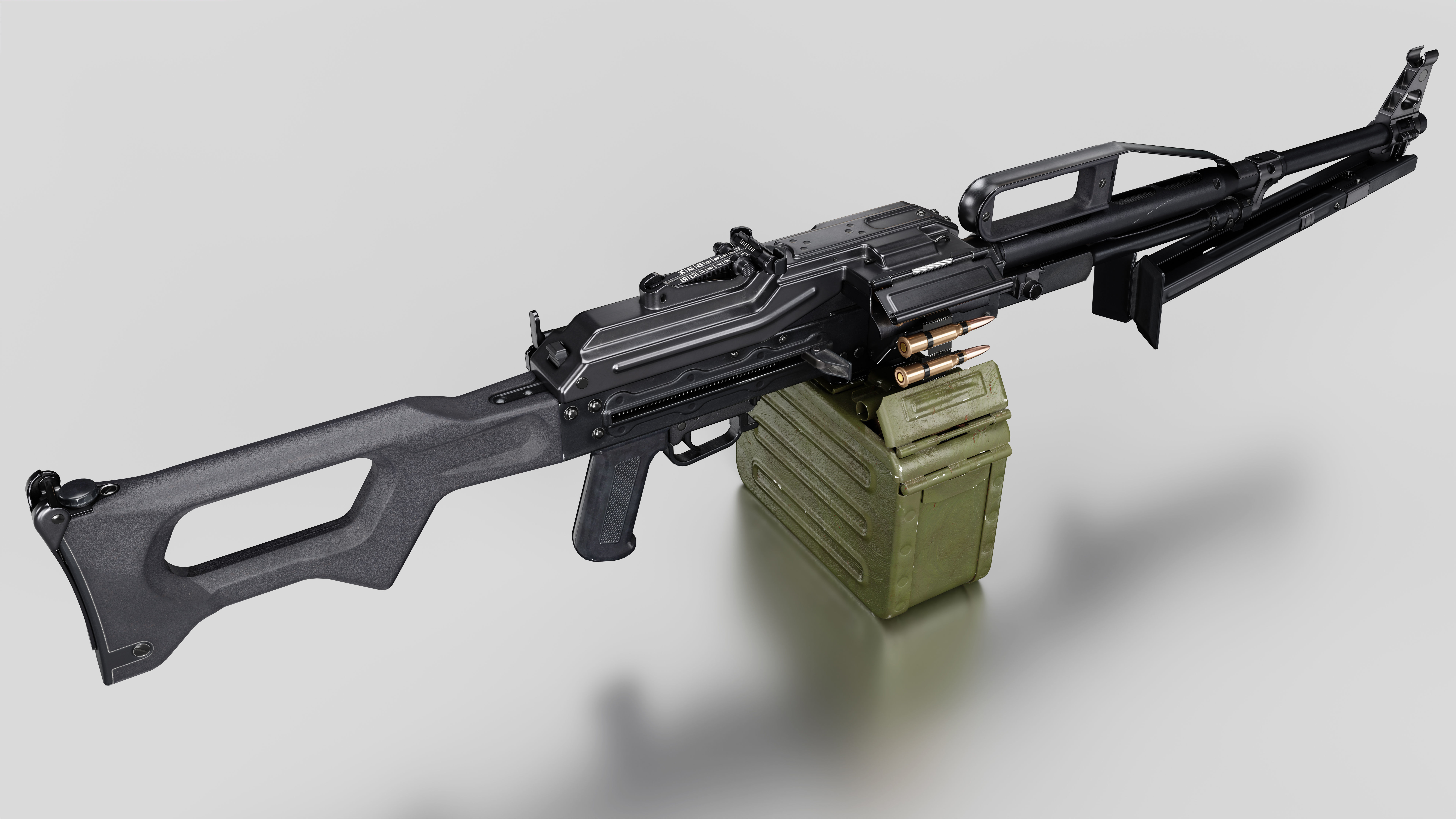 Game-Ready PKP machine guns Low-poly 3D model_5