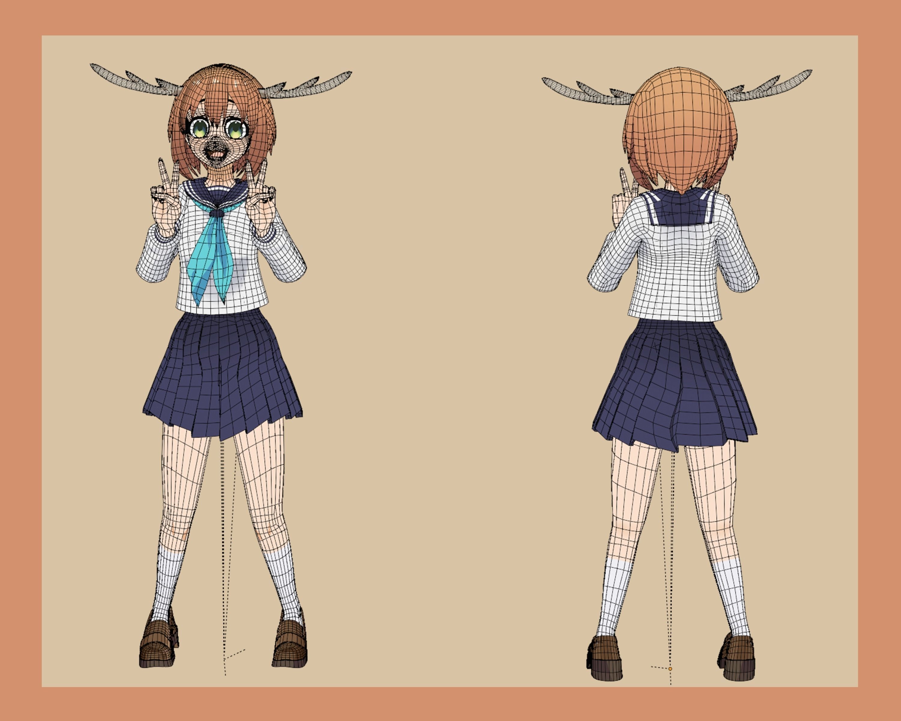 Shikanoko Nokonoko Koshitantan - Nokotan Low-poly 3D model_6